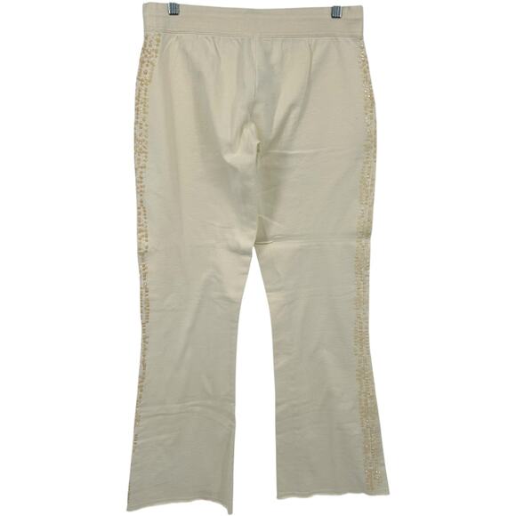 Vintage 90s y2k women's cream sequin‎ lowrise Elain baggy wide leg sweatpants - Picture 6 of 7